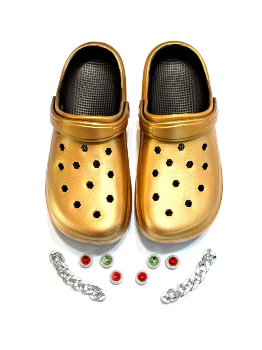 Girl's Gold Clogs, Craytown Brand, Accessories Included, J4-J6